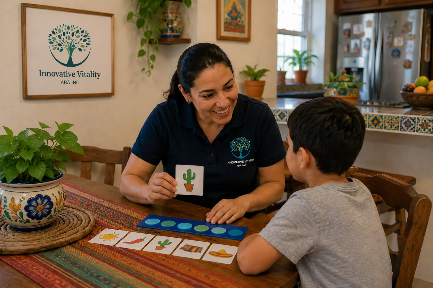 Play-based in-home ABA therapy session on the floor